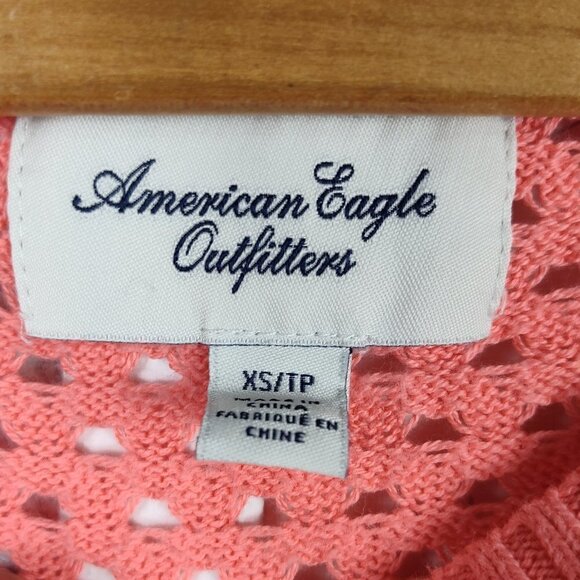 American Eagle Outfitters Coral Orange Open Knit Sweater - Picture 4 of 8